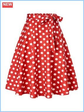 Polka Dots High Waisted Flare Midi Skirt
